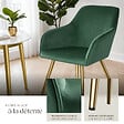 TECTAKE - Ensemble de 6 chaises rembourrées aspect velours vert foncé/or - vignette