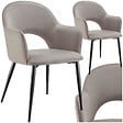 TECTAKE - Lot 2 Fauteuils aspect velours rembourré max 120 kg taupe - vignette
