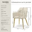 TECTAKE - Lot 2 Fauteuils aspect velours rembourrés avec dossier continu beige - vignette