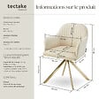 TECTAKE - Chaise pivotante à 360° en velours avec rembourrage épais crème/or - vignette