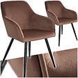 TECTAKE - Ensemble de 2 chaises en cuir synthétique aspect velours brun-noir - vignette