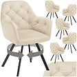TECTAKE - Lot 6 fauteuils pivotants 180° velours rembourrés matelassés crème - vignette