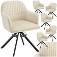 TECTAKE - Lot 6 chaises pivotantes à 360° en velours avec rembourrage crème/noir - vignette
