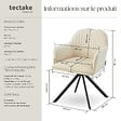 TECTAKE - Lot 6 chaises pivotantes à 360° en velours avec rembourrage crème/noir - vignette