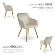 TECTAKE - Chaise Rembourrée aspect velours Dossier ergonomique crème/or - vignette