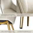 TECTAKE - Chaise Rembourrée aspect velours Dossier ergonomique crème/or - vignette