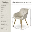 TECTAKE - Chaise Rembourrée aspect velours Dossier ergonomique crème/or - vignette