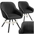TECTAKE - Lot 2 chaises pivotantes à 360° avec accoudoirs velours noires - vignette