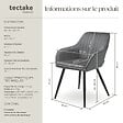 TECTAKE - Lot 6 chaises de salle à manger en velours matelassées gris - vignette