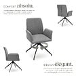 TECTAKE - Lot 6 fauteuils pivotants 360° rembourrés tissu robuste anthracite - vignette