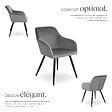 TECTAKE - Ensemble de 4 chaises en cuir synthétique aspect velours gris et noir - vignette