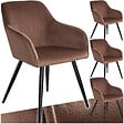 TECTAKE - Ensemble de 4 chaises en cuir synthétique aspect velours brun-noir - vignette
