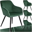 TECTAKE - Ensemble de 4 chaises en cuir synthétique aspect velours vert et noir - vignette
