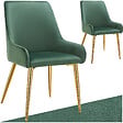 TECTAKE - Lot 2 chaises rembourrées aspect velours forme ergonomique vert - vignette