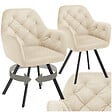 TECTAKE - Lot 2 fauteuils pivotants 180° velours rembourrés matelassés crème - vignette