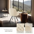 TECTAKE - Lot 2 fauteuils pivotants 180° velours rembourrés matelassés crème - vignette