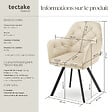 TECTAKE - Lot 2 fauteuils pivotants 180° velours rembourrés matelassés crème - vignette
