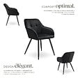 TECTAKE - Lot 4 chaises rembourrées en velours matelassé et dossier continu noir - vignette