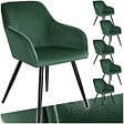 TECTAKE - Ensemble de 6 chaises effet velours ergonomiques vert foncé/noir - vignette