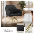 TECTAKE - Lot 2 chaises pivotantes à 360° en velours avec rembourrage noir/or - vignette