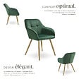 TECTAKE - Lot 4 chaises de salle à manger avec aspect velours capitonné vert/or - vignette