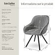 TECTAKE - Chaise pivotante à 360° avec accoudoirs en velours rembourrée gris - vignette