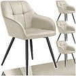 TECTAKE - Lot 4 chaises rembourrées en velours matelassé et dossier crème - vignette