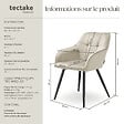TECTAKE - Lot 4 chaises rembourrées en velours matelassé et dossier crème - vignette