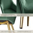 TECTAKE - Ensemble de 4 chaises rembourrées aspect velours vert foncé/or - vignette