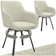 TECTAKE - Lot 2 Fauteuils pivotants rembourrés avec accoudoirs gris/beige - vignette