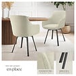 TECTAKE - Lot 2 Fauteuils pivotants rembourrés avec accoudoirs gris/beige - vignette