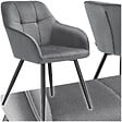 TECTAKE - Chaise rembourrée en velours matelassé avec dossier continu gris/noir - vignette