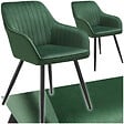 TECTAKE - Lot 2 chaises de salle à manger en velours matelassées vert foncé - vignette