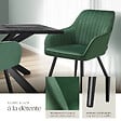 TECTAKE - Lot 2 chaises de salle à manger en velours matelassées vert foncé - vignette