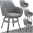 TECTAKE - Lot 4 Fauteuils pivotants rembourrés avec accoudoirs et dossier gris - vignette