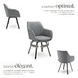 TECTAKE - Lot 4 Fauteuils pivotants rembourrés avec accoudoirs et dossier gris - vignette