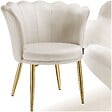 TECTAKE - Fauteuil rembourrage épais revêtement en velours crème/or - vignette