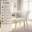 TECTAKE - Fauteuil rembourrage épais revêtement en velours crème/or - vignette