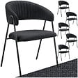 TECTAKE - Lot 6 Fauteuils rembourré ergonomique en tissu 150kg max noir - vignette