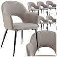 TECTAKE - Lot 6 Fauteuils aspect velours rembourré max 120 kg taupe - vignette