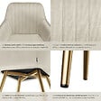 TECTAKE - Lot 4 chaises de salle à manger aspect velours matelassé crème/or - vignette