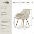 TECTAKE - Lot 4 chaises de salle à manger aspect velours matelassé crème/or - vignette