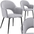 TECTAKE - Lot 2 Fauteuils aspect velours rembourré max 120 kg gris clair - vignette