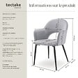 TECTAKE - Lot 2 Fauteuils aspect velours rembourré max 120 kg gris clair - vignette