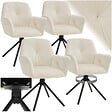 TECTAKE - Lot de 4 chaises pivotantes 360° en velours rembourrées crème/noir - vignette