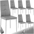 TECTAKE - Ensemble de 6 chaises de salle à manger aspect cuir à paillettes gris - vignette
