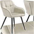 TECTAKE - Chaise rembourrée en velours matelassé avec dossier continu crème/noir - vignette