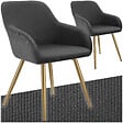 TECTAKE - Lot 2 chaises élégantes aspect corde anthracite/doré - vignette
