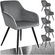 TECTAKE - Ensemble de 6 chaises rembourées effet velours ergonomiques gris/noir - vignette