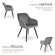 TECTAKE - Ensemble de 6 chaises rembourées effet velours ergonomiques gris/noir - vignette